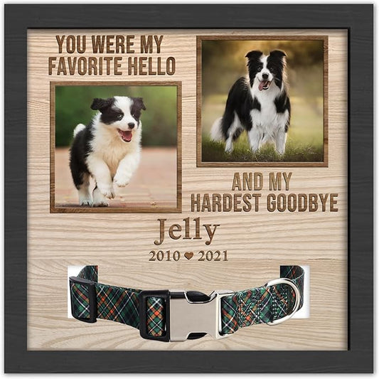 Personalized Pet Memorial Gifts for Dogs, Dog Memorial Gifts for Loss of Dog, Customized Dog Memorial Collar Picture Frame, Pet Loss Sympathy Gifts, Custom Cat Memorial Gifts Plaque