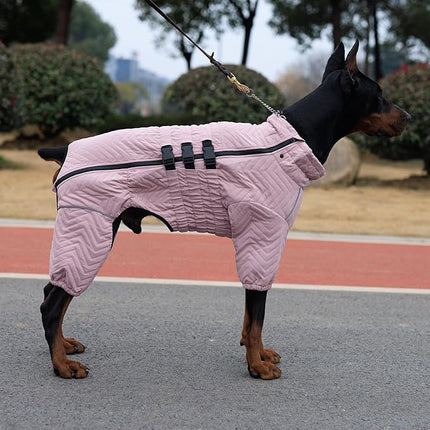 Lotus Warm Dog Coat, Double Layers, Windproof, Waterproof, Reflective, Pink, S - Small to Large Dogs