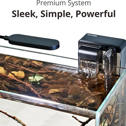 NICREW 2.5 Gallon Nano Nature Aquarium Kit, Ultra-Clear Rimless Desktop Fish Tank with Light and Filter, Perfect for Small Fish, Shrimp, or Betta, Basic Version, Clear