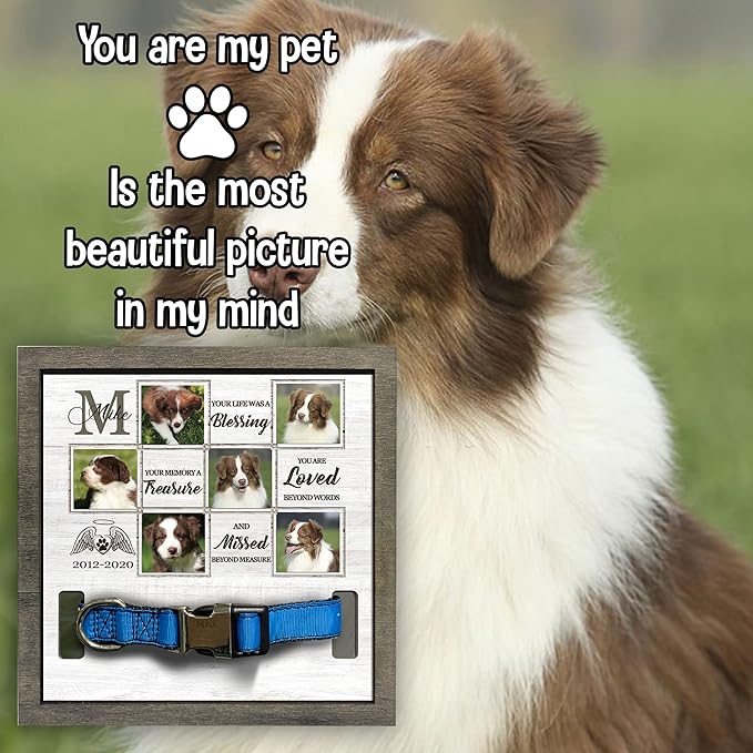 Customized Pet Memorial Frame Wooden Dog Heartfelt Gift Deceased Personalized Dog Loss Sign Remembrance Animal Passing Away Puppy Picture Frames Gifts for Pet Owners Christmas Tabletop Plaque