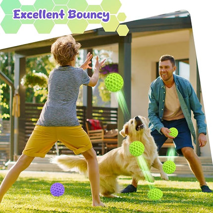 Squeaky Dog Toys for Aggressive Chewers, Indestructible Dog Balls for Aggressive Chewers, Purple Squeaky Balls for Dogs, Interactive Toys for Large Dogs to Relax