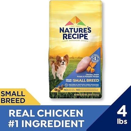 Nature's Recipe Grain Free Small Breed Dry Dog Food, Chicken, Sweet Potato & Pumpkin Recipe, 4 lb. Bag