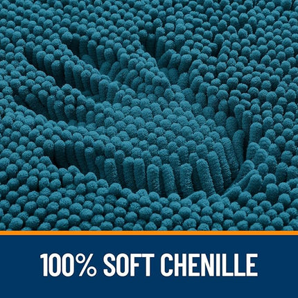 OLANLY Bathroom Rugs 59x35, Extra Soft Absorbent Chenille Bath Rugs, Rubber Backing Quick Dry, Machine Washable Bath Mats for Bathroom Floor, Tub and Shower, Home Decor Accessories, Peacock Blue
