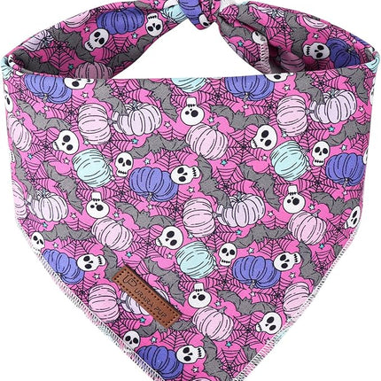 Halloween Pumpkin Dog Bandana, Halloween Triangle Bid Scarf with Pumpkin Bat Pattern, Cotton Pet Kerchief for Girl Boy Dogs or Cats, Cute Puppy Bandana Fancy for Dogs