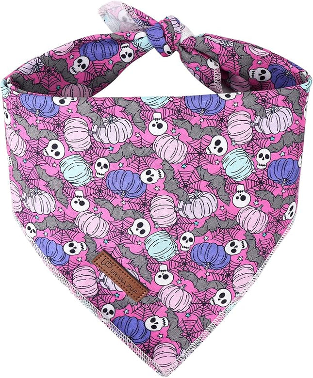 Halloween Pumpkin Dog Bandana, Halloween Triangle Bid Scarf with Pumpkin Bat Pattern, Cotton Pet Kerchief for Girl Boy Dogs or Cats, Cute Puppy Bandana Fancy for Dogs