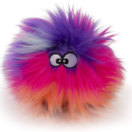 goDog Just for Me Furballz Squeaky Plush Ball Dog Toy, Chew Guard Technology - Cool Rainbow, Mini