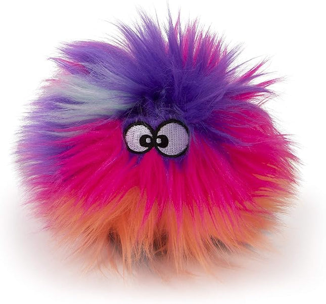goDog Just for Me Furballz Squeaky Plush Ball Dog Toy, Chew Guard Technology - Cool Rainbow, Mini