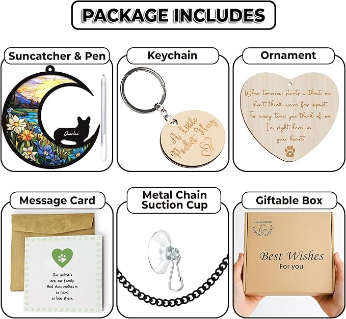 6'' Corgi Memorial Suncatcher, Personalized Name, Pet Ornament Window Car Hanging, Sympathy Gift for Loss of Pet, Passed Away Remembrance Gift for Dog Lovers 23-SS1