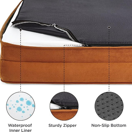 Bedsure Orthopedic Dog Beds for Small Dogs - Washable Small Dog Cat Bed Waterproof, Comfort Pet Couch Sofa with Washable Removable Cover, Pets Bed with Nonskid Bottom, Ember Clay, 24"