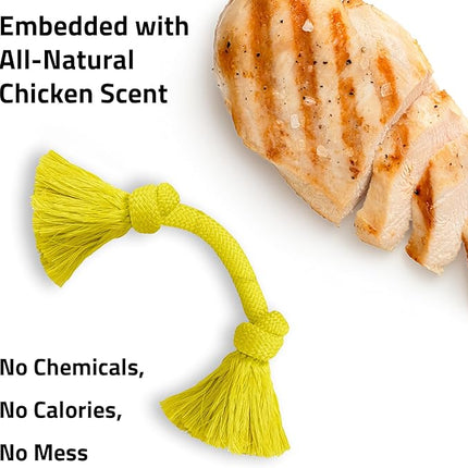 Playology Dog Toys | Dri-Tech Rope Toy Tug of War Rope for Aggressive Chewers | Medium Chicken Scented Toy - Easy to Clean and Made from Non Toxic Materials
