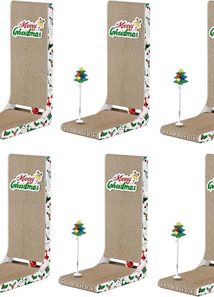 Cardboard Cat Scratcher, 23.6 Inch L Shaped Vertical Cat Scratching Board, Wall-Mount Cat Scratchers for Indoor Cats (Colorful, 6pcs)