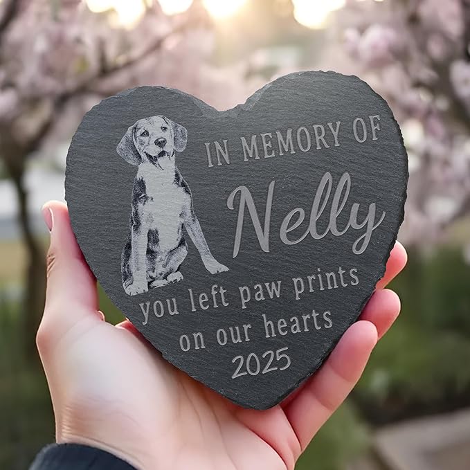 Pet Memorial Stone, Dog Memorial Stone, Dog Memorial Gifts for Loss of Dog, Pet Memorial Gifts, Loss of Pet Sympathy Gift, in Loving Memory Pet - in Memory of Our Hearts - Heart Shaped