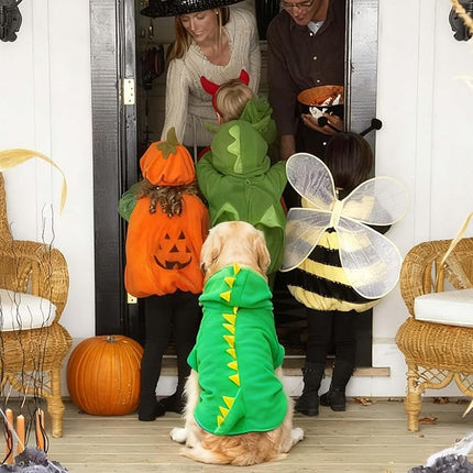 FLAdorepet Funny Halloween Large Dog Dinosaur Costume Outfits,Dog Pajamas Hoodie Winter Warm Pet Clothes Coat for Golden Retriever Pitbull (3XL, Green)