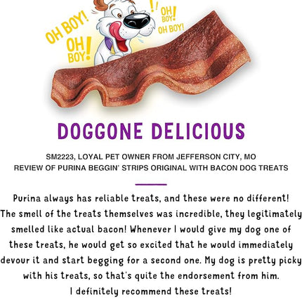 Purina Beggin' Strips Real Meat Dog Treats, Original With Bacon Flavor - 3 Ounce (Pack of 6)