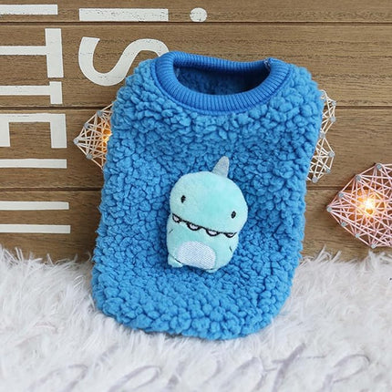 FLAdorepet 3 Packs Teacup Dog Cat XXS Clothes for Chihuahua Yorkie,Winter Warm Fleece Puppy Pet Clothes Sweater Shirt Vest for Mini Newborn Extra Small Dogs (Cute Dnosaur, XXS(Pet 1-2LBS))
