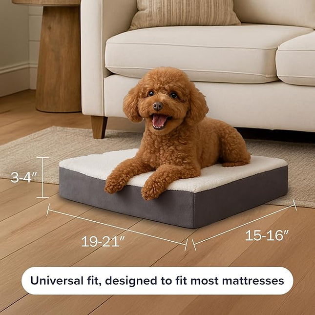 Dog Bed Replacement Cover ? Pet Duvet with Sherpa Top and Non-Slip Bottom, Gray Micro Suede -Dog Bed Washable Removable Cover by PETMAKER (Small)