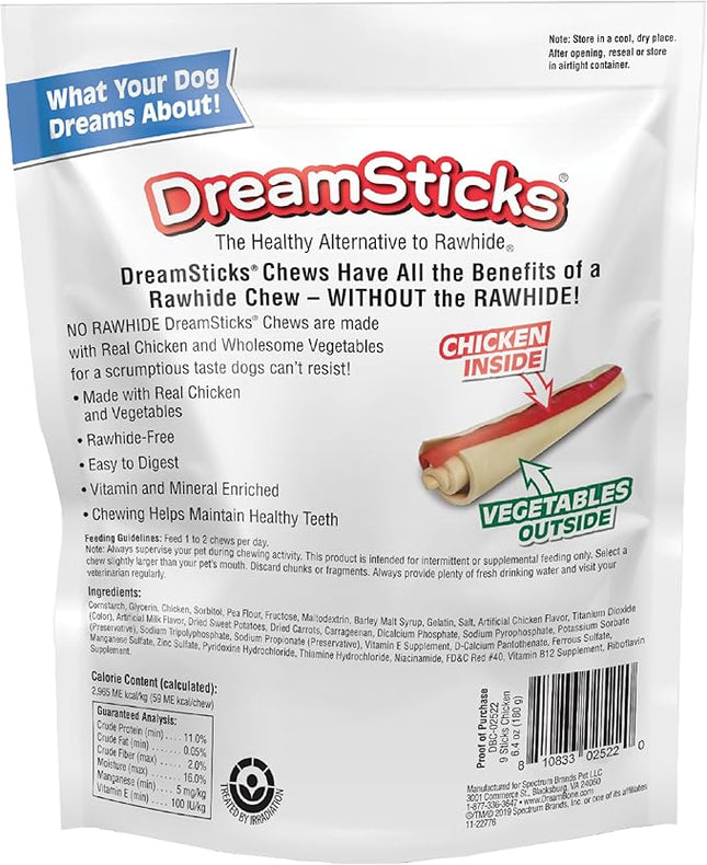 DreamBone DreamSticks, Rawhide Free Dog Chew Sticks Made with Real Chicken and Vegetables, 9 Sticks