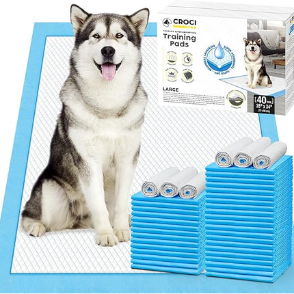 CROCI Wee Wee Pads for Dogs - 28x34in Extra Large Puppy Dog Pads with Adhesive Tabs, Super Absorbent Up to 6 Cups, Disposable (40 Counts)