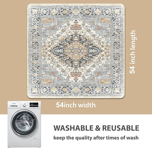 nunubaby Reusable Potty Pads for Dogs for Crates and Floors. Washable Pee Pads for Dogs, Stylish, Non-Slip and Leak-Proof Pee Pads. (Beige/Multi, 54" x54" )