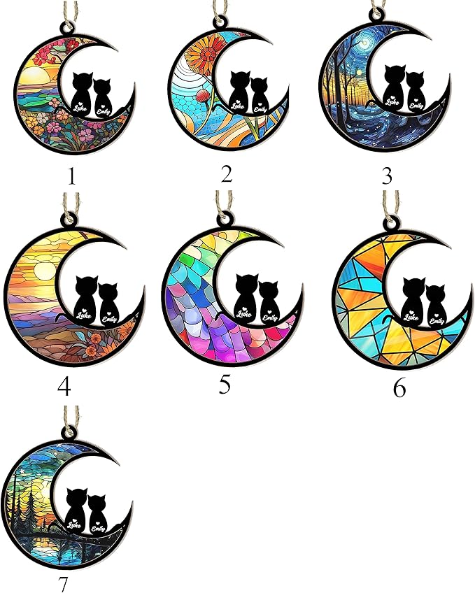 Personalized cat suncatcher, cat Memorial Ornament, cat Memorial Gifts for Loss of cat, cat Christmas Ornament, cat Lovers Gifts 02