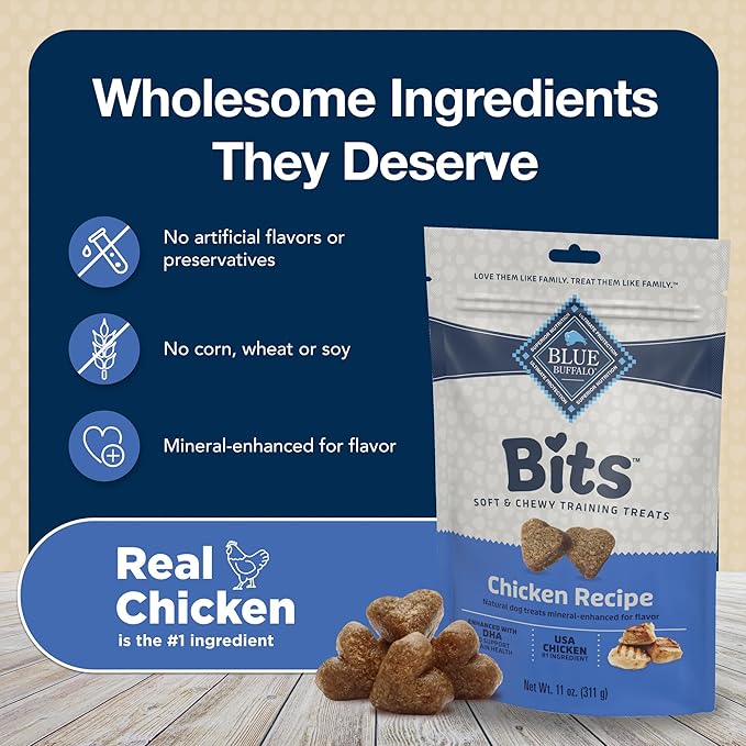 Blue Buffalo BLUE Bits Natural Soft-Moist Training Dog Treats, Chicken Recipe 11-oz Bag