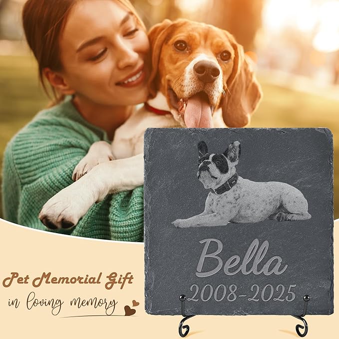 Personalized Pet Memorial Stone, Dog Memorial Gifts, Pet Loss Sympathy Gift, in Memory of Dog Cat - in Memory of Pet（Square）