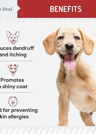 Omega for Dogs - 180 Delicious Soft Chews - Salmon Oil Treats for Skin and Coat, Itch Relief - Fish Oil Blend of Essential Fatty Acids, Omega 3, 6, and 9, and Vitamins - Smoked Bacon Flavor