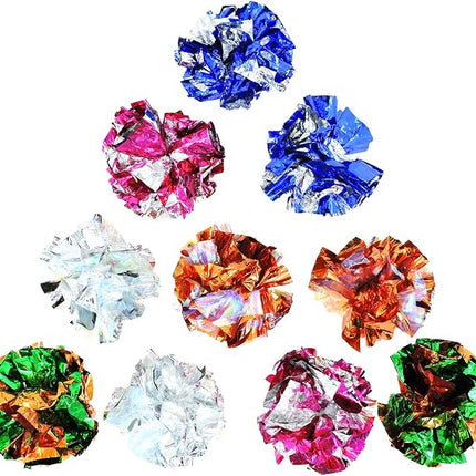 Andiker 10PC Cat Crinkle Balls, 2.36 Inches 5 Colors Kitten Balls Interactive Cat Toys for Indoor Cats to Chew, Chase, Swat, Bite, Hunt to Kill Time and Keep Fit(10 pcs)