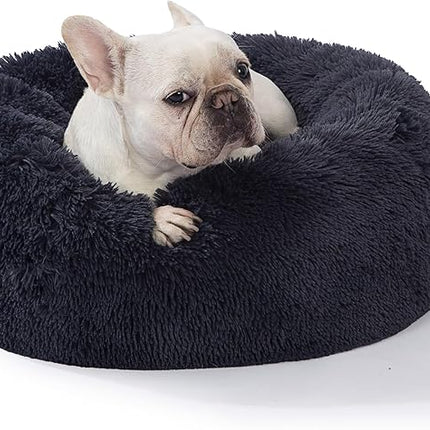 SAVFOX Calming Dog Bed, Anti Anxiety Dog Bed, Plush Donut Dog Bed for Small Dogs, Medium, Large & X-Large, Soft Fuzzy Comfy Dog Bed in Faux Fur, Cuddler Pet Bed, Washable, Multiple Sizes S-XL