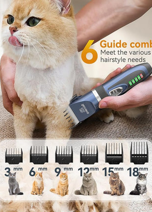 oneisall Cat Clippers and Paw Trimmer 3 in 1 Cat Grooming Kit,Cat Clippers for Matted Hair,Cordless Kitty Shaver for Matted Long Hair,2 Speed Pet Clippers