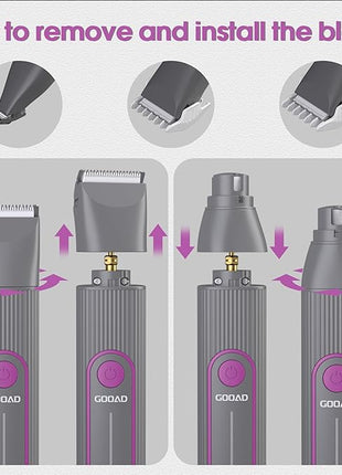 Cat Clippers Grooming Kit for Matted Hair -4 in 1 Low Noise Paw Trimmer Nail Grinder,Cordless Cat Shaver for Long Hair,Trimmer Also for Pet Hair Around Paws, Eyes, Ears, Face, Rump