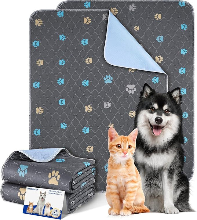 Aitmexcn Washable Puppy Dog Pee Pad, 2PCS 100% Waterproof Whelping Training Mat for Puppy/Senior Dog, Fast Drying Reusable Puppy Pads for Indoor, Outdoor and Car Travel- 24'' x 36''