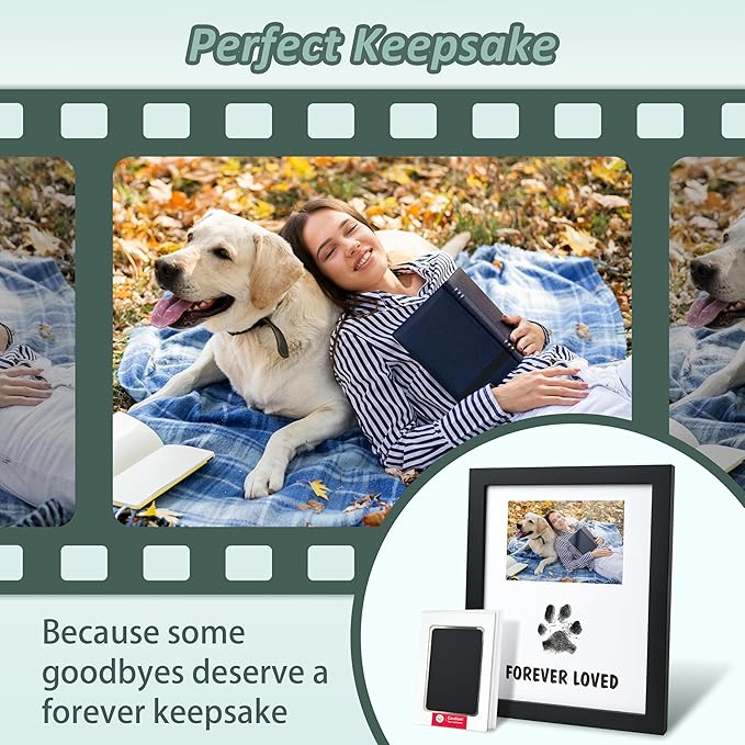 Dog Memorial Gifts for Loss of Dog – Pet Memorial Frame for 4x6 Photo & Inkless Paw Print Kit – Sympathy Gift for Pet Loss, Bereavement, Remembrance Rainbow Bridge Keepsake for Pet Lovers
