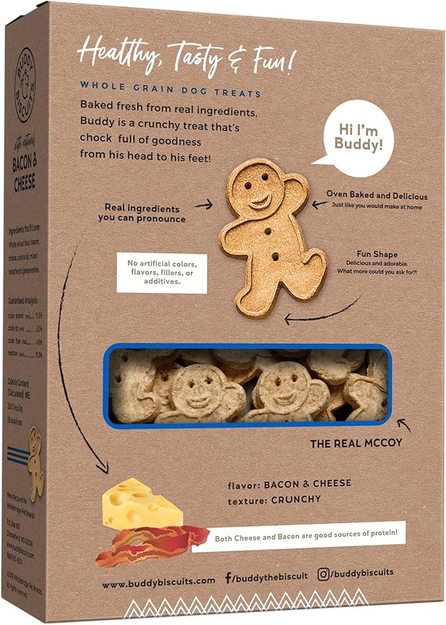 Buddy Biscuits 16 oz. Box of Crunchy Dog Treats Made with Bacon & Cheese