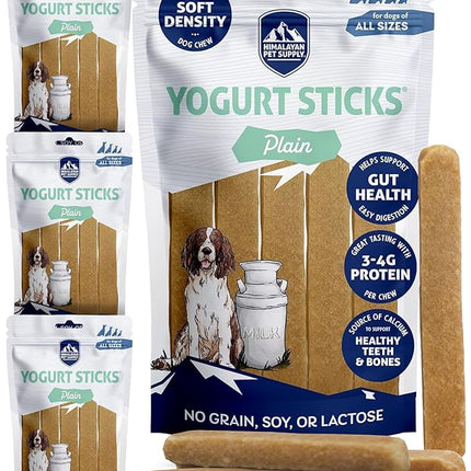 Himalayan Dog Chew Yogurt Sticks, Yogurt, Dog Treats with Prebiotics, Probiotics & Protein, Digestive Support, Lactose & Gluten Free, Natural Dog Treat for All Breeds, Made in America, 4pk