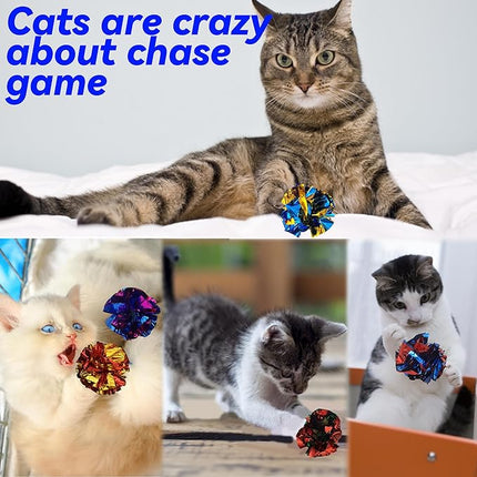 Cat Toys 20 Packs Interactive Crinkle Ball, 2.3 Inch Bright Colors Cat Ball Toys to Attract and Engage Cats, Promote a Healthy Lifestyle for All Breed Sizes Cats