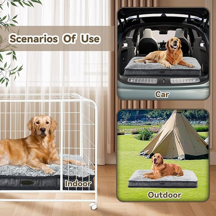 Dog Bed for Medium Dogs Breeds, Deluxe Plush Dog Crate Beds, Comfy Kennel Pad, Pet Sleeping Mat, Waterproof, Removable and Machine Washable Cover & Non-Slip Bottom, 36"X23" Grey