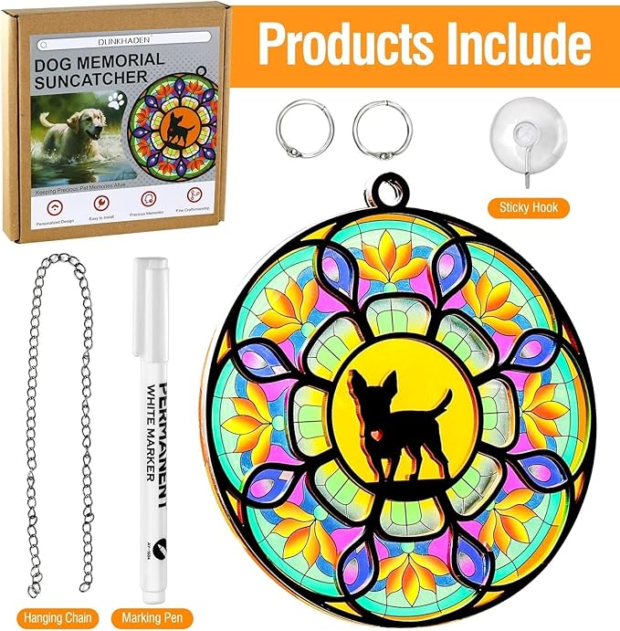 Pet Memorial Suncatcher，Pet Memorial Gifts, pet Memorial Condolence Gifts, Suitable for cat, Dog, and Other pet Lovers 6.3 x 6.3 inches