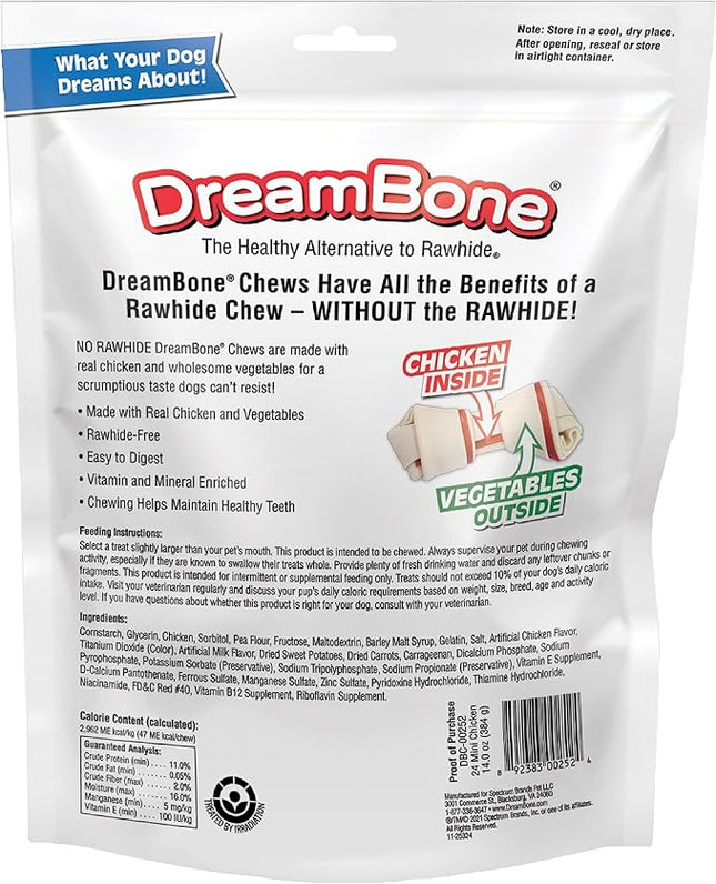 DreamBone Mini Chews, Made With Real Chicken, Rawhide Free Chews For Dogs, 24 Count