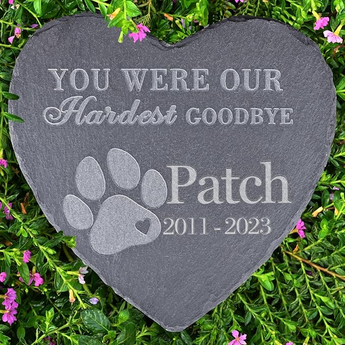 Personalized Pet Loss Memorial Stones - Sympathy Gifts for Dogs - Paw Print Remembrance Headstone