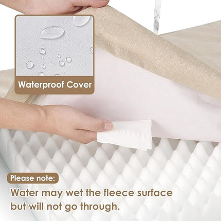 EHEYCIGA Waterproof Dog Bed Orthopedic 41"x27", Memory Foam Pet Bed for XLarged Dogs, Washable Pet Mat with Removable Cover, Beige