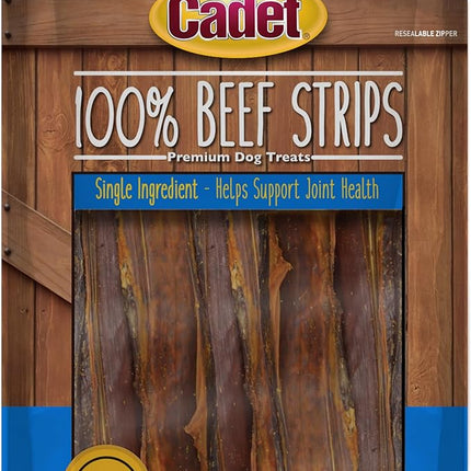 Cadet 100% Beef Strip Long Lasting Chews for Dogs, Single Ingredient Beef Esophagus Dog Treats, Natural High Protein Rawhide Alternative for Small & Large Dogs, 4 Ounce
