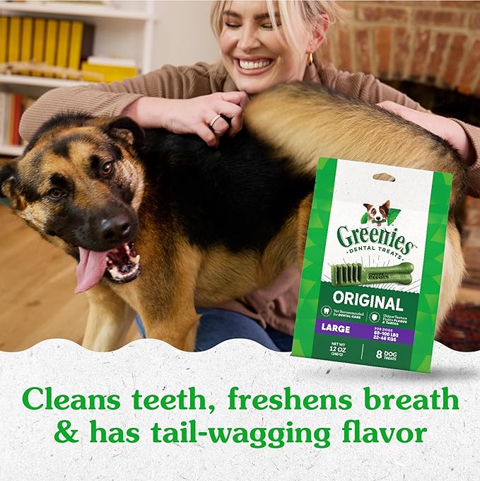 Greenies Original Large Dental Dog Treats, 12 oz. Pack (8 Treats)