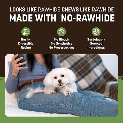 Earth Animal No Hide Stix - Long Lasting Rawhide Free Small Dog Chews Sticks, Pork - 40 Count Extra Value Pack