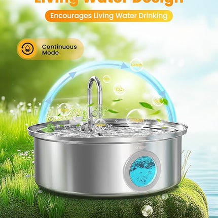 oneisall Dog Water Fountain for Large Dogs,7L/230oz/1.8G Stainless Steel Dog Fountain Super Quiet with Triple Filtration,Great for Large Dogs (PWF002 Dog Fountain +6Sets Filters)
