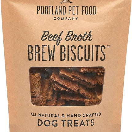 CRAFTED BY HUMANS LOVED BY DOGS Portland Pet Food Company Beef Broth Brew Biscuit Dog Treats (1 Pack, 5 oz Bag) – All Natural, Human-Grade, USA-Sourced and Made