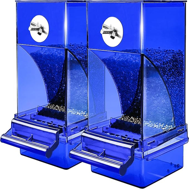 Automatic Bird Feeder, No Mess Acrylic Parrot Foraging Feeders, Transparent Bird Feeder Container Cage Accessories for Most Birds Parrot Canary Cockatoo(2 Pack)