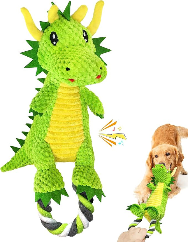 Interactive Squeaky Dog Chew Toy,Plush Dog Rope Toys for Small Medium and Large Dogs,Tug of War Dog Toys to Keep Them Busy,Training Reward Gift,Teeth Cleaning