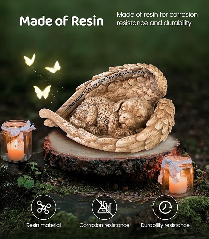 Dog Memorial Stone for Outdoor, Pet Memorial Stones for Dogs with Personalized Engraving, Weather-Resistant Garden Stone for Pet Cemetery, Backyard & Memorial Garden to Honor Pets(Light Brown)