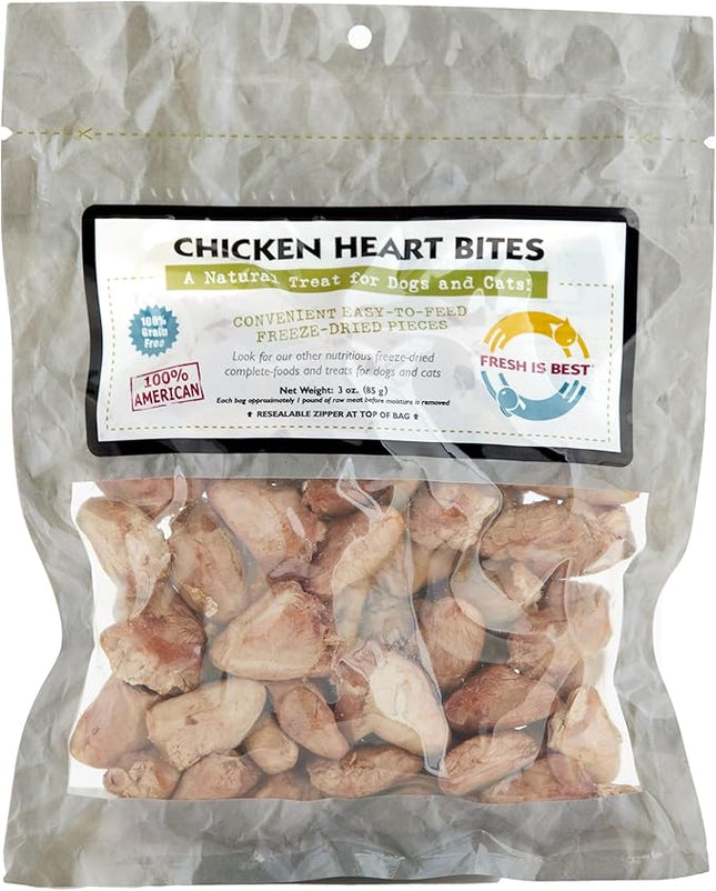 Fresh Is Best Freeze Dried Dog Treats - Raw Freeze Dried Chicken Hearts for Dogs & Cats - Dog Training Treats in Resealable Zipper Bag - High-Protein Single Ingredient - Made in The USA
